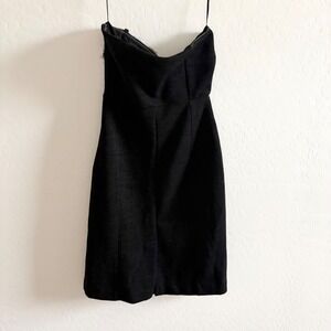 Banana Republic Petite Black Fringe‎ Strapless Mini Dress Size 0P